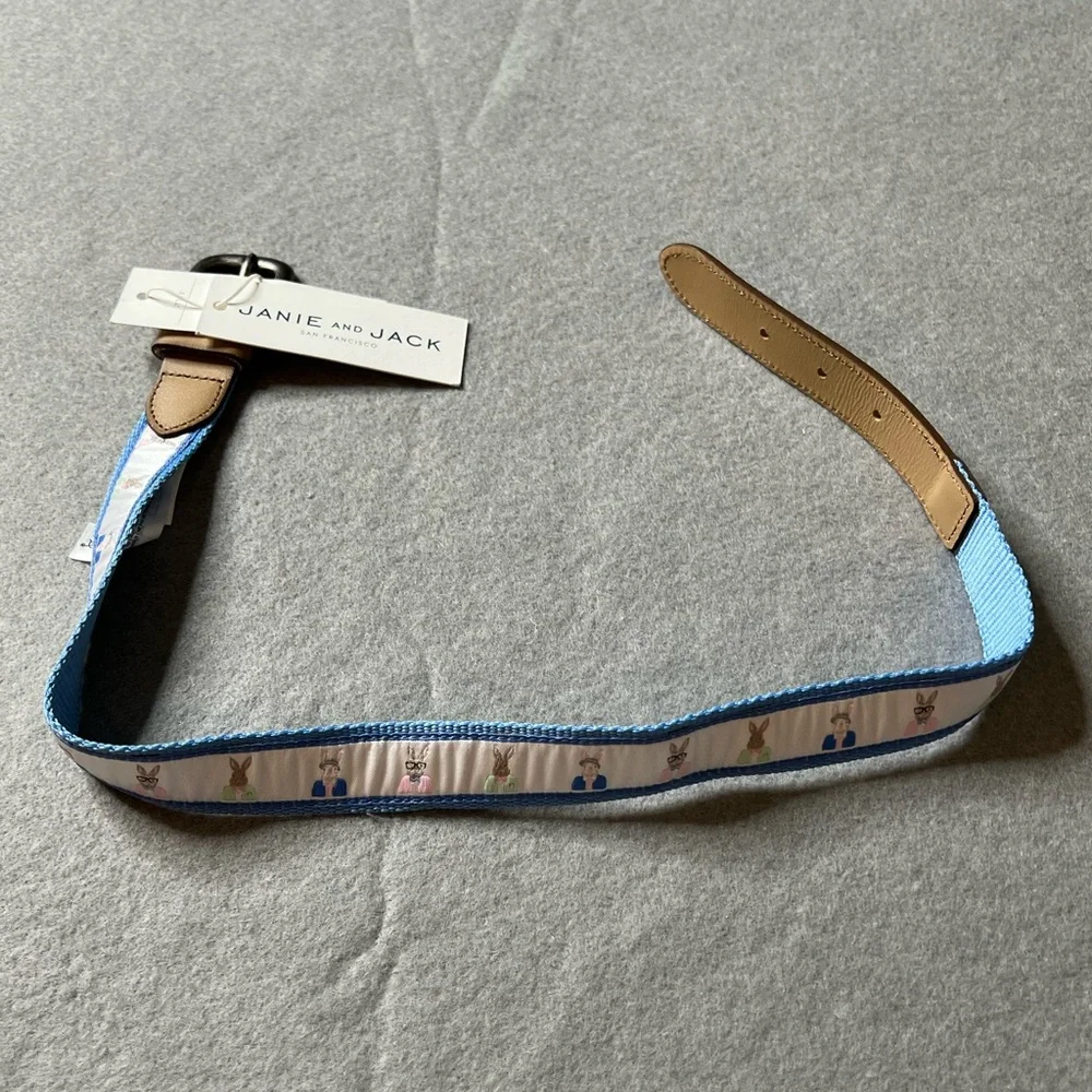NEW Janie And Jack Bunny Belt Boys 2T-3 Easter Hipster Blue White Cute